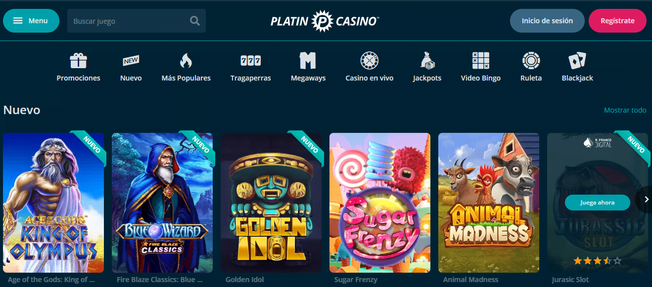 Gama de juegos de Platin Casino