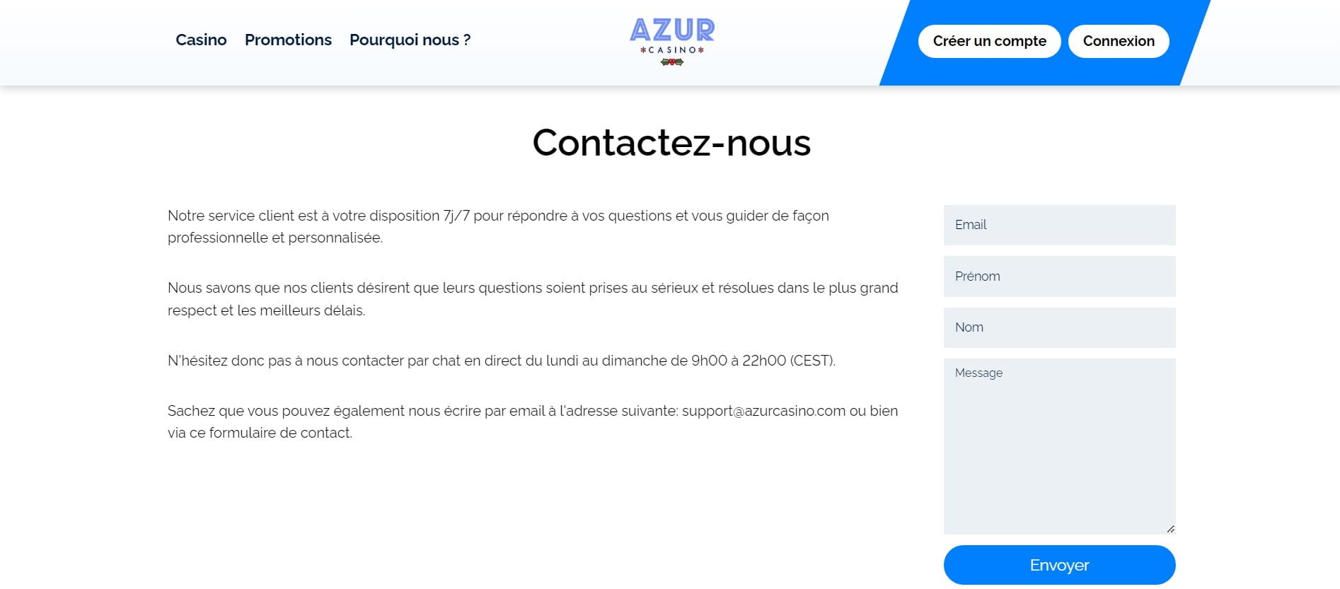Azur Casino: Servicio de Atención al Cliente en España