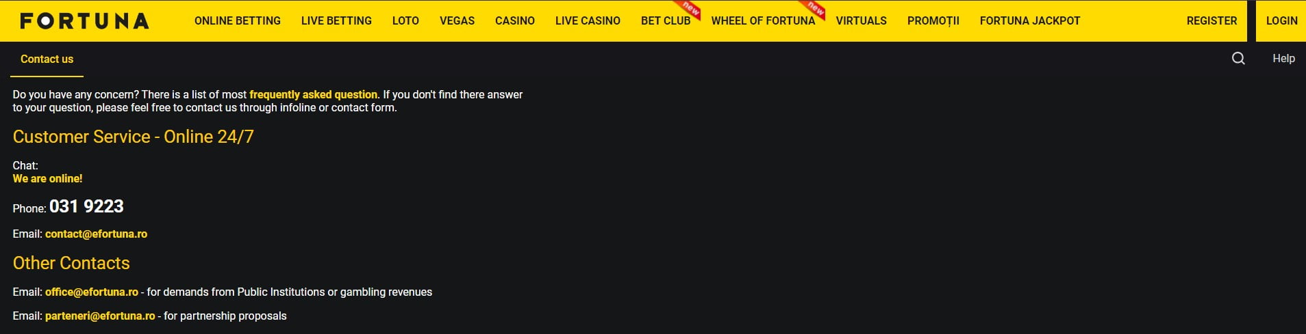 Atención al cliente Casino Fortuna